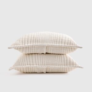 QUINCE Organic Cotton Channel Stitch Sham Set King Undyed 7070